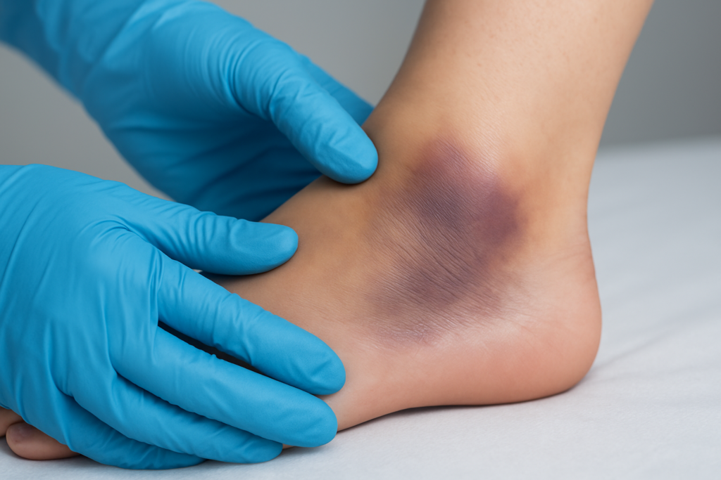 checking for swelling ankle injury